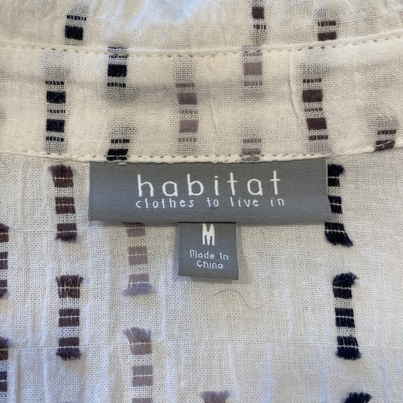 Habitat Button Front Tunic with Collar & Front Pockets in White & Shades of Gray - Picture 7 of 12
